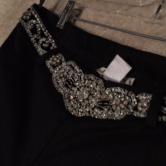 Basix ll stunning glamour 80’s Black stretch jeans/crystal belt. Extremely comfy - Picture 3 of 9